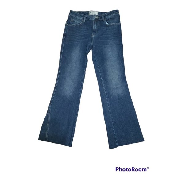 FREE PEOPLE Jeans Flare Size 27 Raw Edge Boho Hippie - Picture 1 of 6